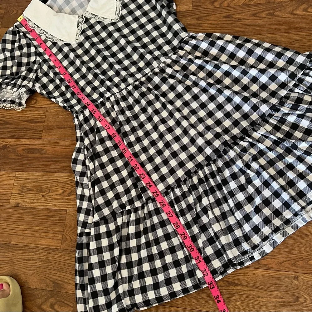 Hot Topic Black & White Buffalo Checkered Tiered Dress Size M - Picture 9 of 12